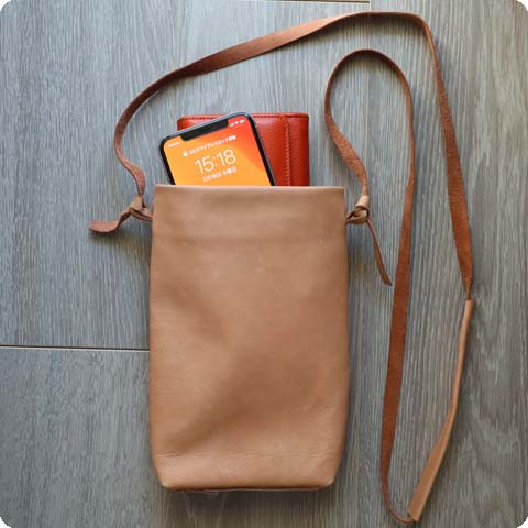 Origami Leather ミニポシェット ナチュラル